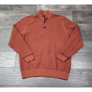 Men's G.H. Bass & Co. Long Sleeve Button-Front Waffle Sweater Size L Orange